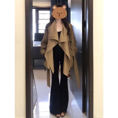 卡其色气质短款风衣女2025春季