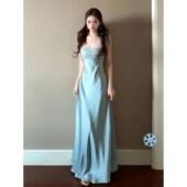 御姐穿搭高级感超好看醋酸缎面吊带连衣裙正式 场合精致裙子26冬季