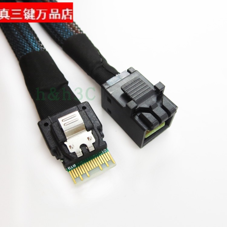 Slim SAS 4.0 SFF-8654(38P)对Mini sas HD SFF-8643连接线 0.5M