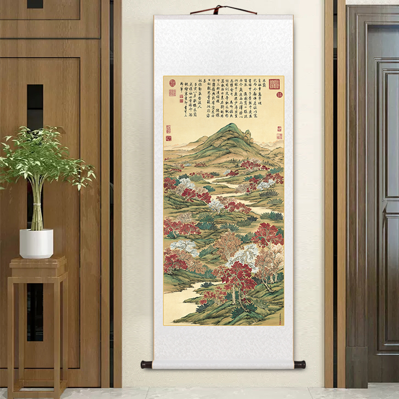 玄关画关槐上塞锦林名家山水画新中式客厅装饰画卷轴挂画茶室壁画