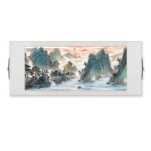 名家字画绿水青山图中式客厅装饰画山水画办公室书房茶室壁画国画