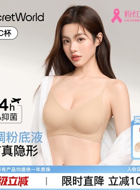 Secret World粉底液内衣女细肩带隐形无痕小胸聚拢胸罩罩夏薄款