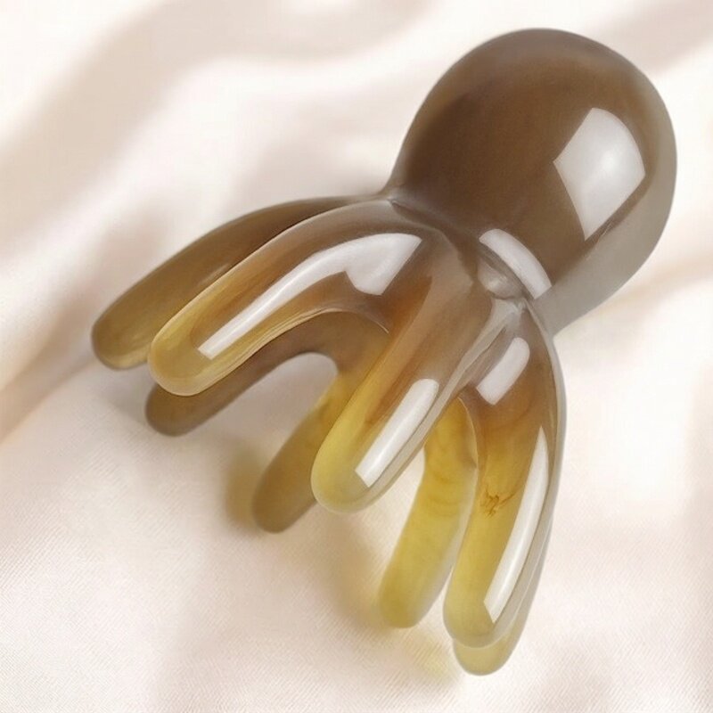 日本进口章鱼按摩梳经络按摩神器穴位头疗八爪鱼树脂大号刮痧梳子