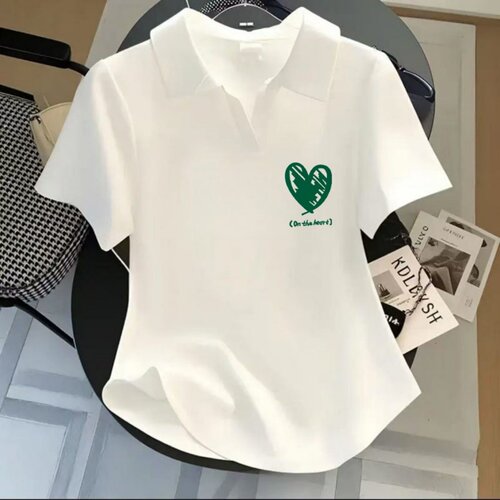欧货POLO领白色短袖T恤女夏2025