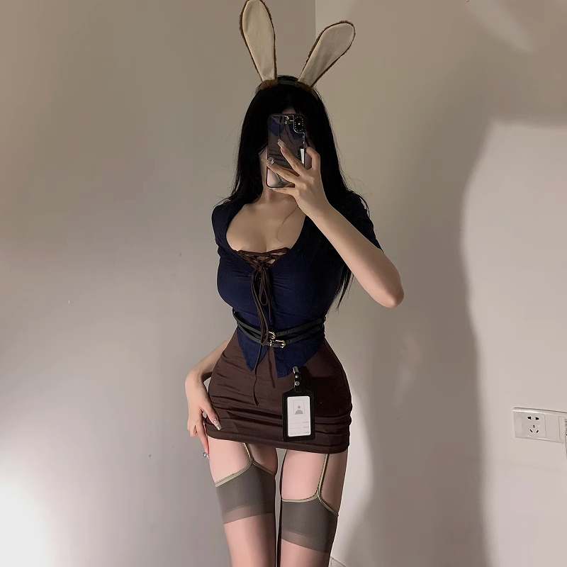 纯欲兔女郎兔子警官cos制服性感包臀裙诱惑晴趣内衣qqny情趣套装