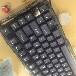 单黑色键帽PBT材质原厂高度五面热升华致壹碳纤维纹路wooting60he