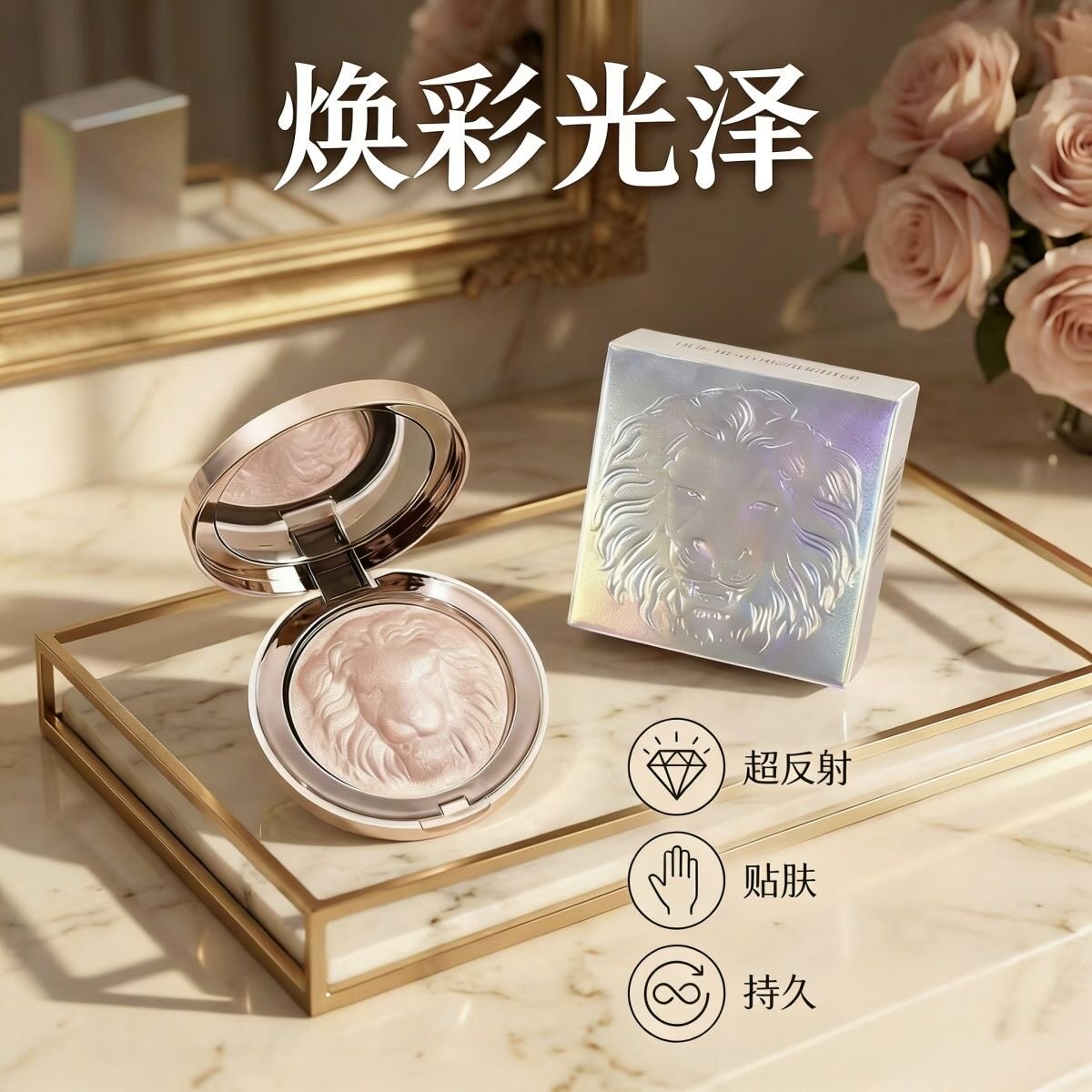 全新升级化妆师推荐狮子头高光修容三合一细闪提亮闪粉珠光立体