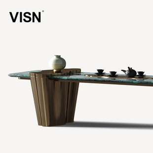 茶室轻奢现代高级感别墅全屋茶桌烧水壶一体B398 VISN