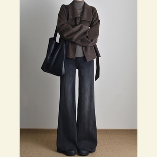 今年流行爆款小个子高腰显瘦裤子百搭宽松石墨灰休闲阔腿裤女秋季