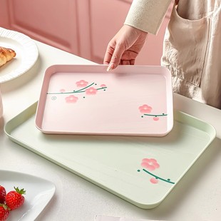 显初小清新长方形托盘家用茶几放茶杯水杯杯子茶盘高颜值置物盘子