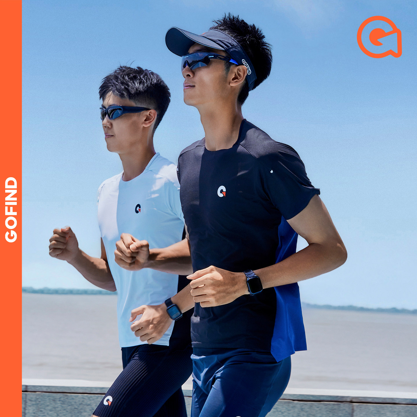 新品果凡跑步速干透气男女跑步运动马拉松拼色超弹圆领短袖T恤