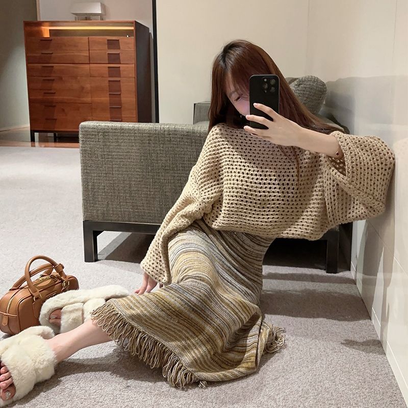 复古时尚套装针织网眼罩