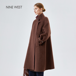 撞色长款 Nine 毛呢咖色大衣女2025秋冬新款 玖熙商场同款 风衣 West