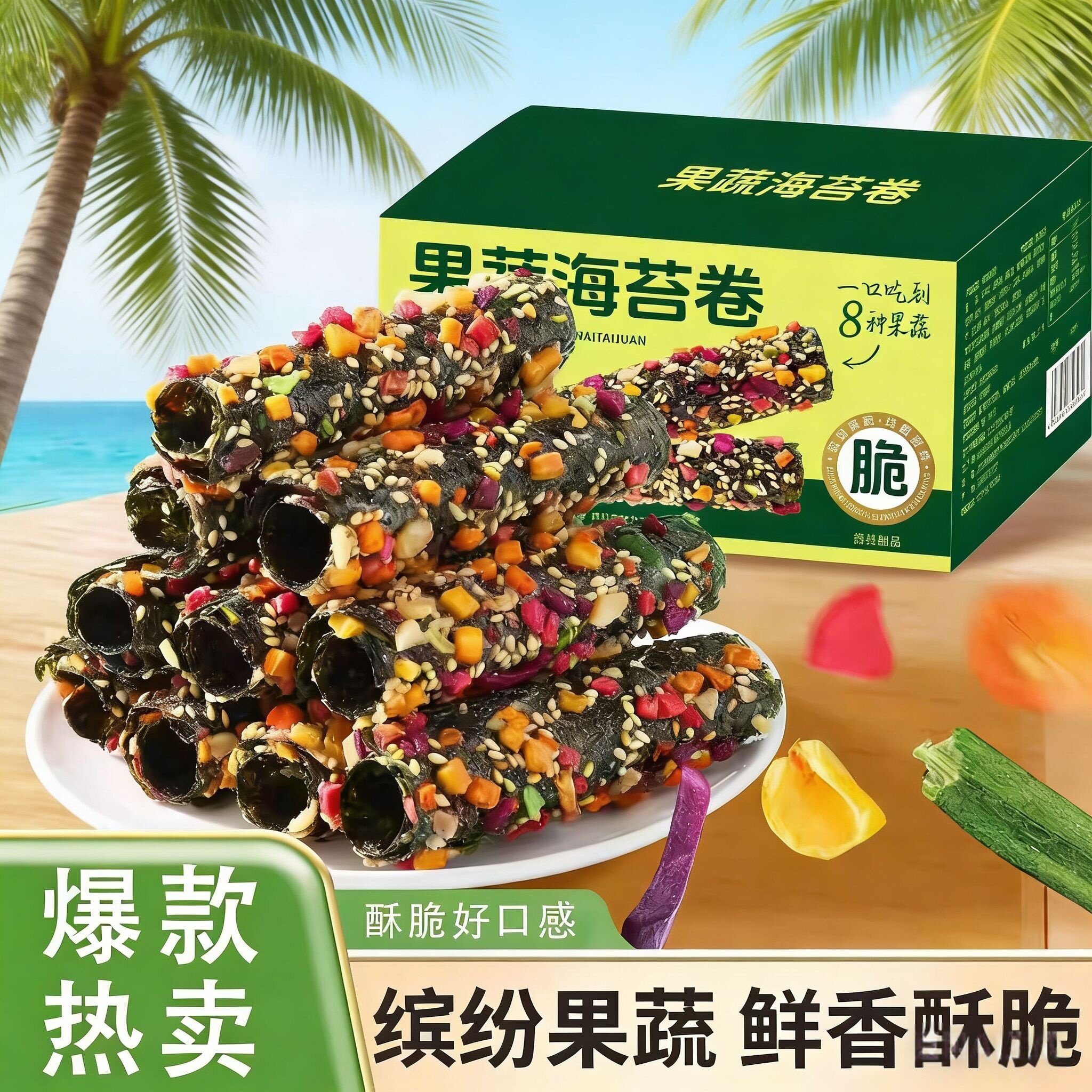 新日期果蔬海苔卷混合果干海苔脆片儿童孕妇健康解馋休闲小吃零食