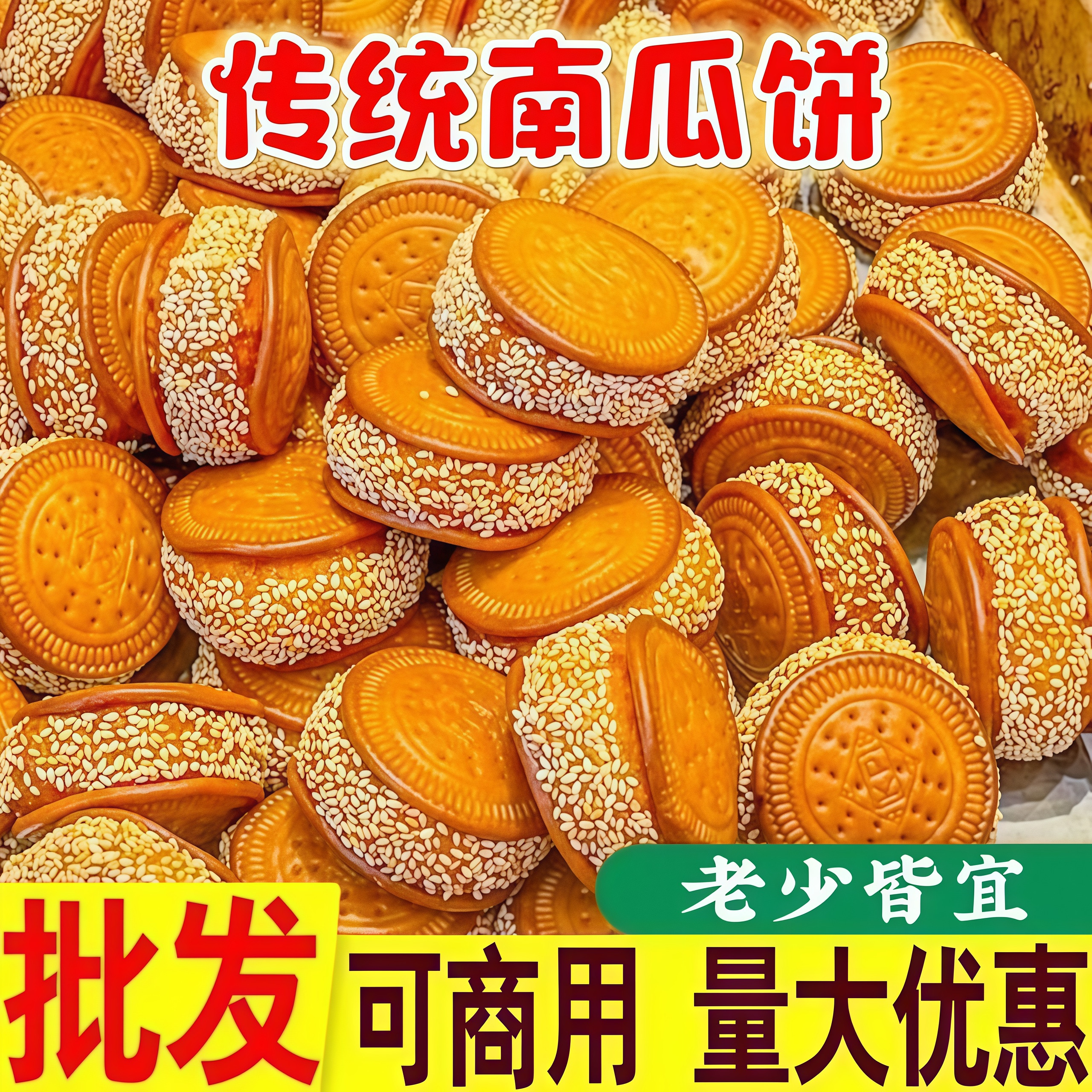 老式芝麻南瓜饼零食传统手工特产糕点馅饼老人怀旧早餐小吃好吃