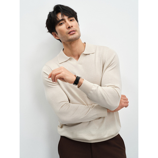 【秋冬绅士毛衣】绵羊毛polo领羊毛衫百搭修身剪刀领打底针织衫男