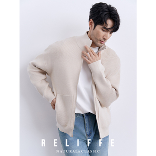 保暖拉链开衫 休闲时尚 外套毛衣 立领针织衫 英伦风秋冬保暖BI备男士