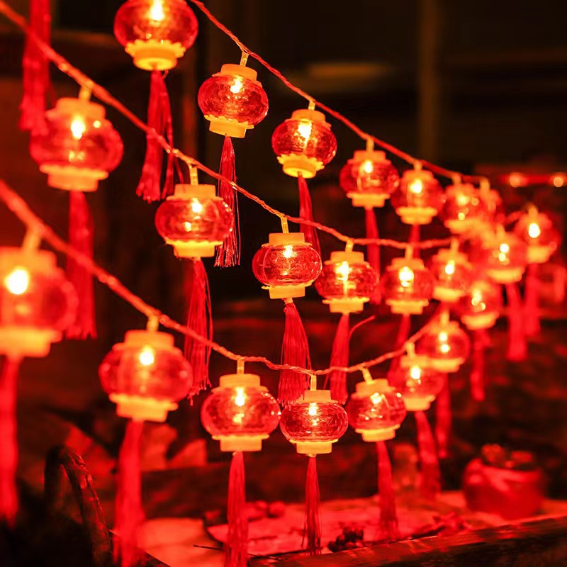 新年红灯笼小彩灯闪灯串灯满天星春节装饰灯房间家用过年氛围布置