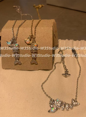 2025年新款韩系女时尚满钻鱼骨头土星系列鱼骨项链手链饰品