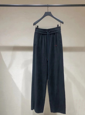 IROGIRLS女装2025秋款休闲款运动宽松直筒休闲卫裤黑色显瘦长裤女