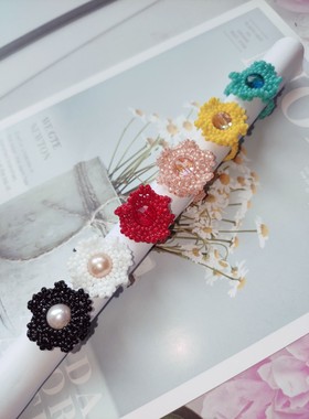 蜜糖珍珠【荷叶露珠】圣诞原创串珠重工轻奢戒指指环 彩色闺蜜