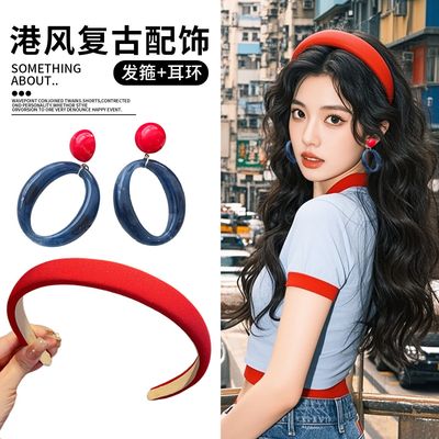 港风夸张复古耳环俏皮红色耳饰