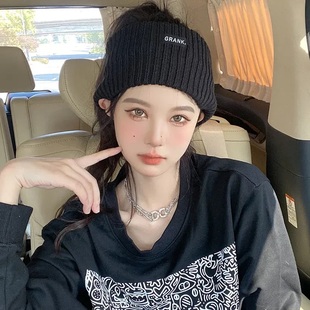 适合扎高马尾 保暖冬头套护额头巾防风跑步头箍 头饰针织发带女款