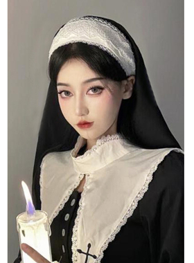 修女头巾Lolita配饰黑白发箍