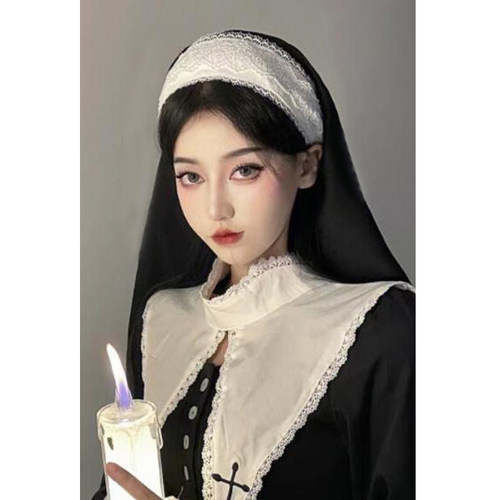 修女头巾Lolita配饰黑白发箍