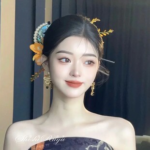 新中式发簪发饰穿旗袍配的珍珠头饰搭配古风汉服簪子新娘高级感个