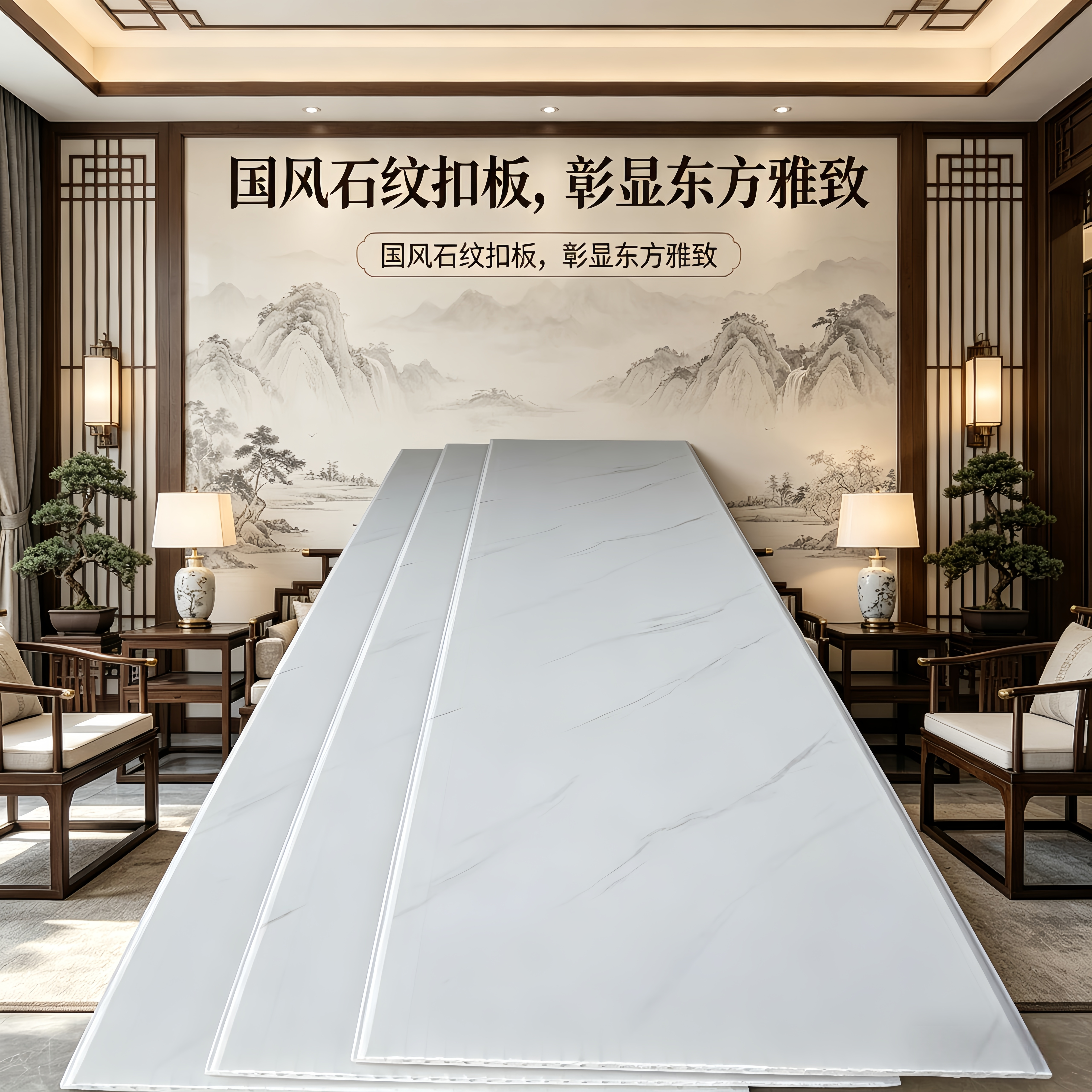 加厚pvc自装隔墙塑料扣板墙板天花板简易阻燃商铺自建房厨房吊顶