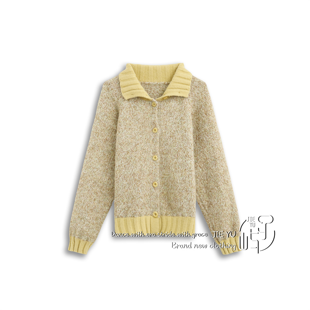 孑屿JIEYU 设计感毛衣外套拼接保暖针织衫女