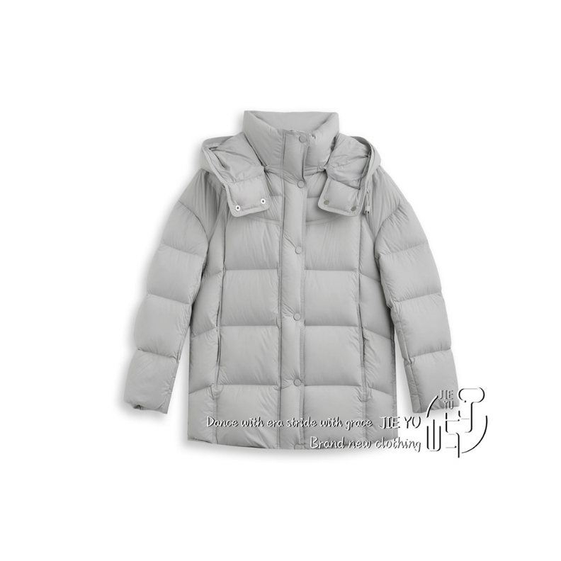 孑屿JIEYU 中长款羽绒服女保暖连帽外套