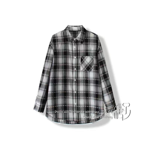 孑屿JIEYU 外套女宽松上衣 新款 polo领格子衬衫