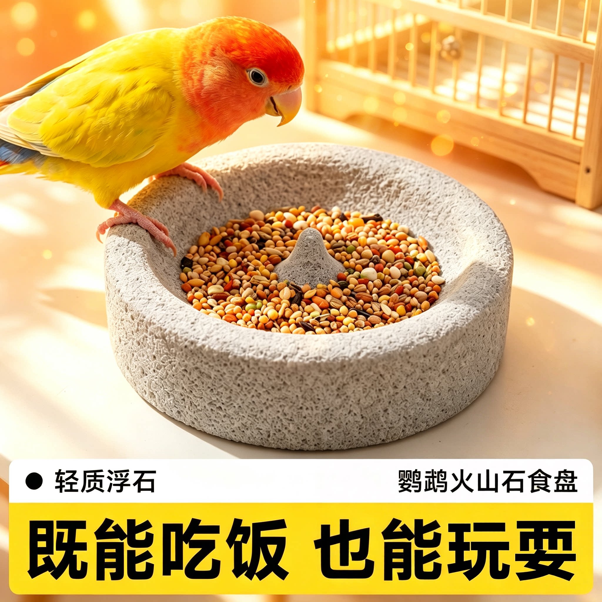 鹦鹉食盆食碗火山石喂食器