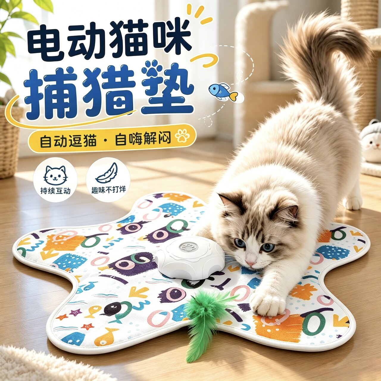 猫咪捕猎罩玩具自动转盘逗猫棒宠物游戏罩猫咪互动玩具躲藏罩玩具