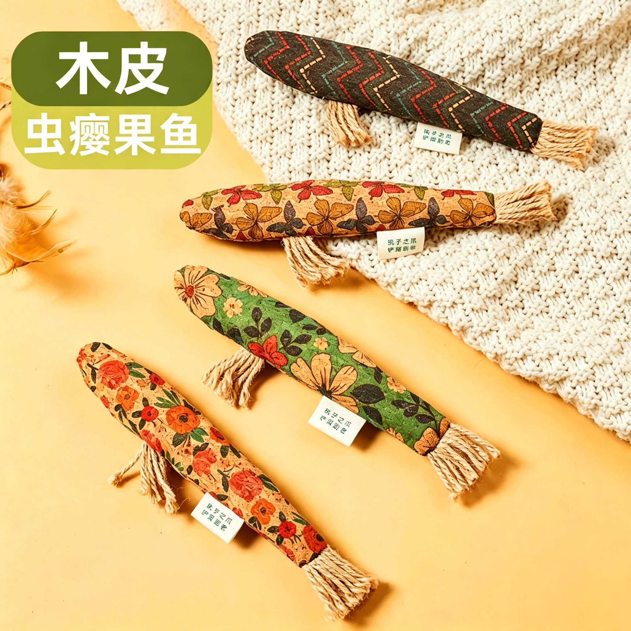 蓼软木鱼猫玩具猫咪磨牙洁齿