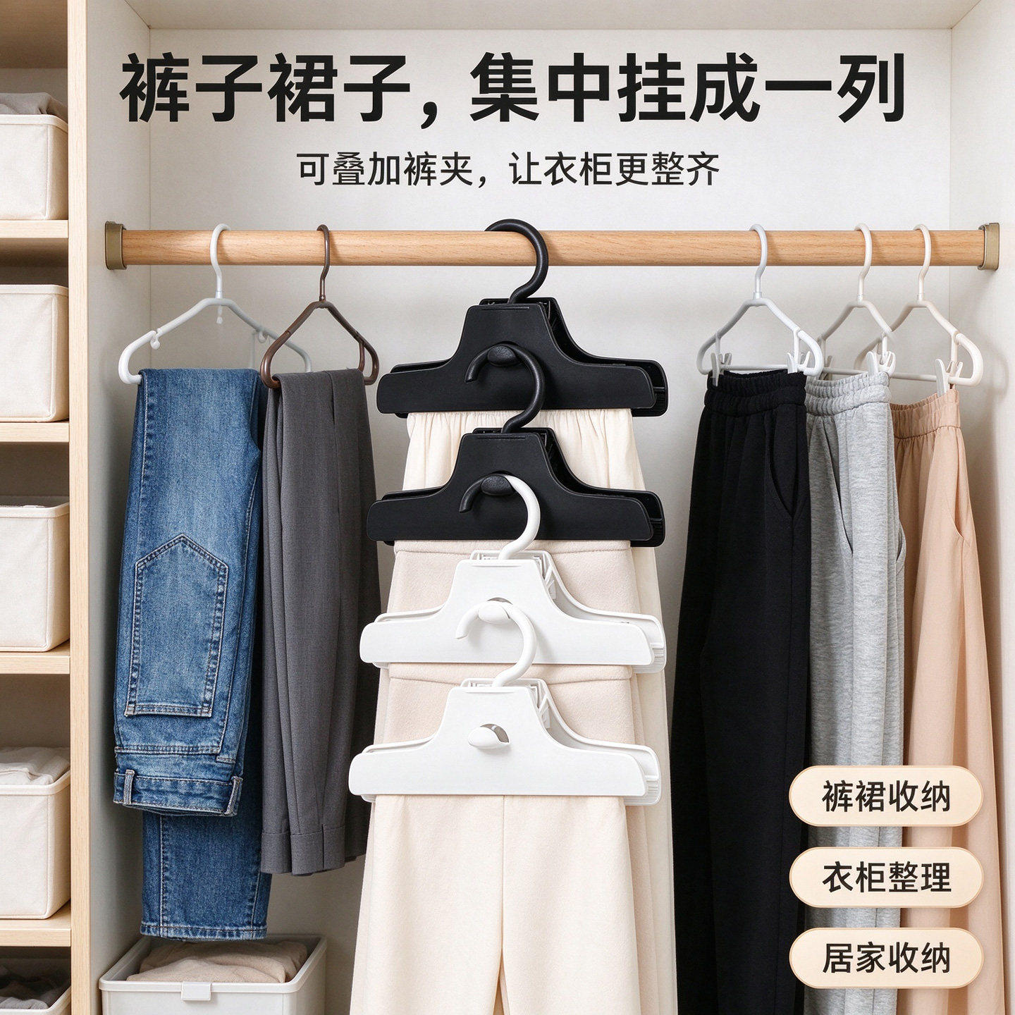 无痕裤夹子家用收纳神器裤架多功能无痕专用挂钩西裤裙子裤子衣架