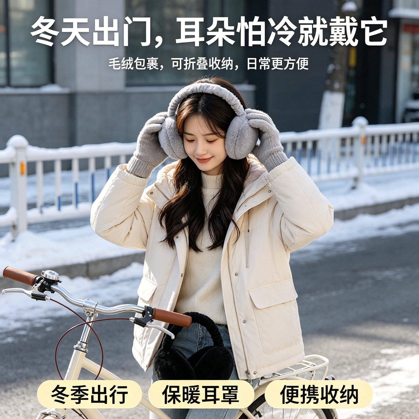 冬季氛围感毛绒耳罩保暖可折叠