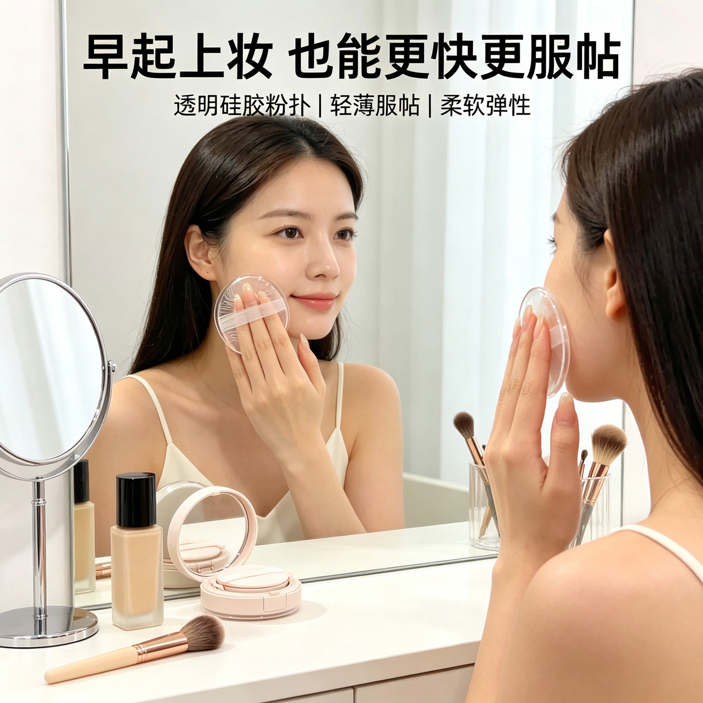透明硅胶粉扑果冻气垫上妆粉扑身体乳BB霜粉扑干湿两用服帖不吃粉