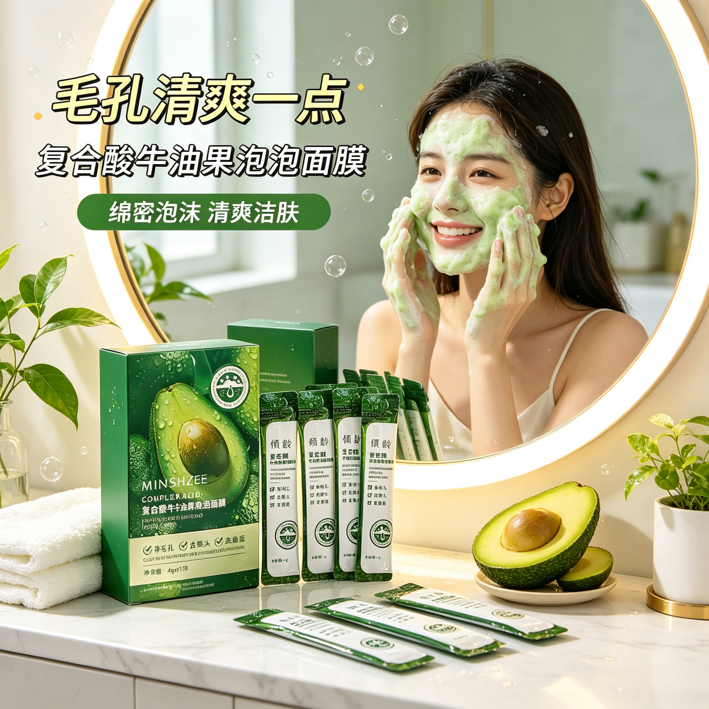 复合酸牛油果泡泡清洁泥膜