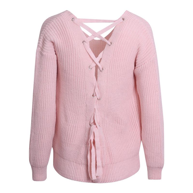 women knit cardigans autumn casual lantern long tie-up