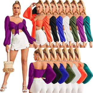 crop streetwear club ladies shirt lace slim puff new