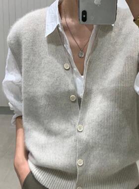 Womens knitted vest V-neck sleeveless loose casual layered