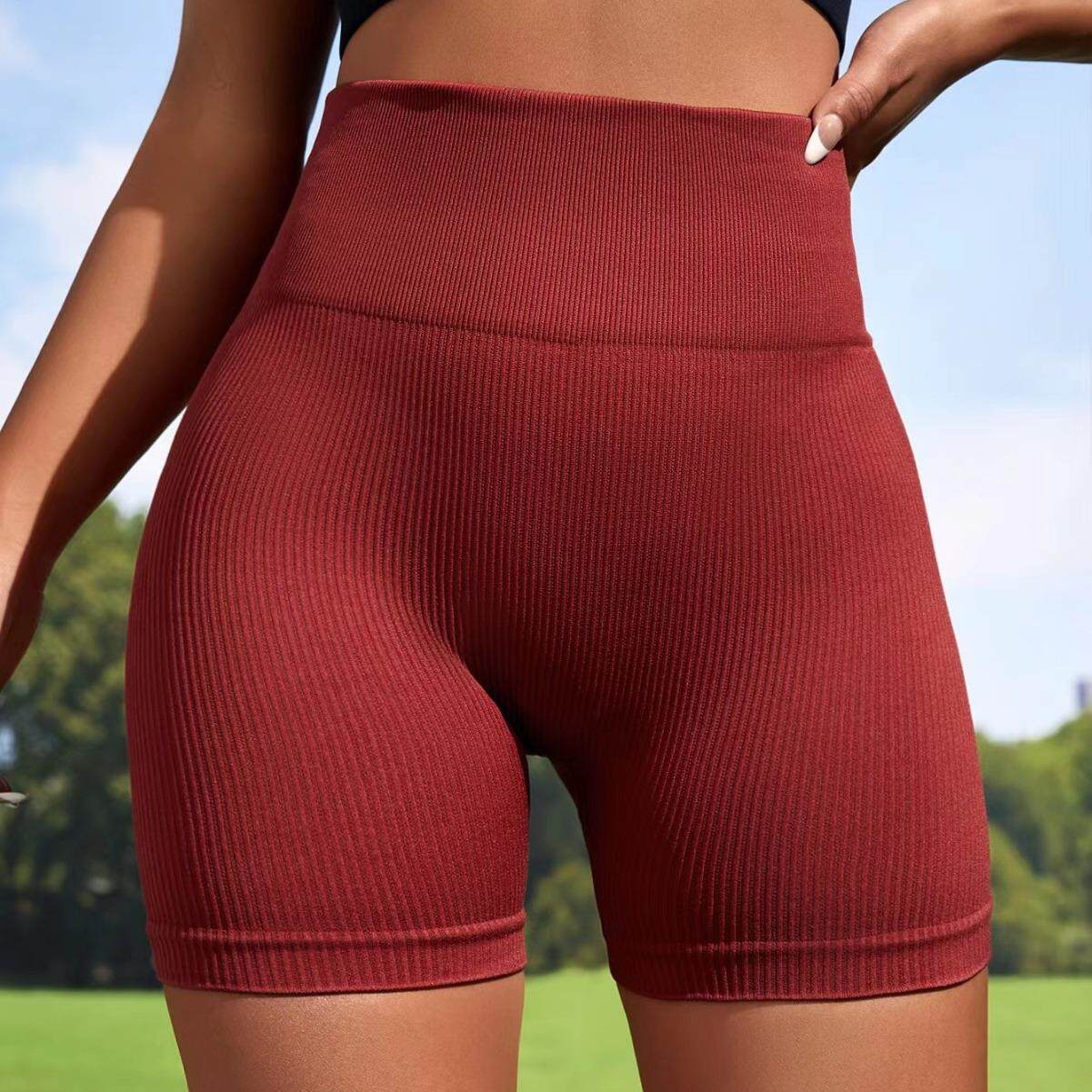 High Threaded Sports Peach Hip-Lifting Women Shorts Abdomen