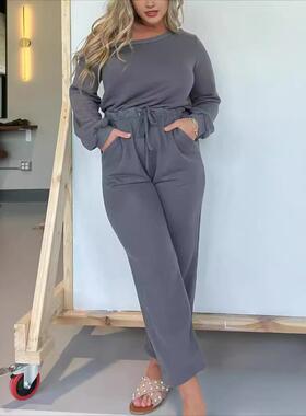 Loose Jumpsuit Color Solid Off-shoulder Womens Sleeve Long