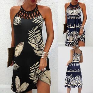 Dress Neck Halter Sleeveless Slim Neck Round Hollow Sexy