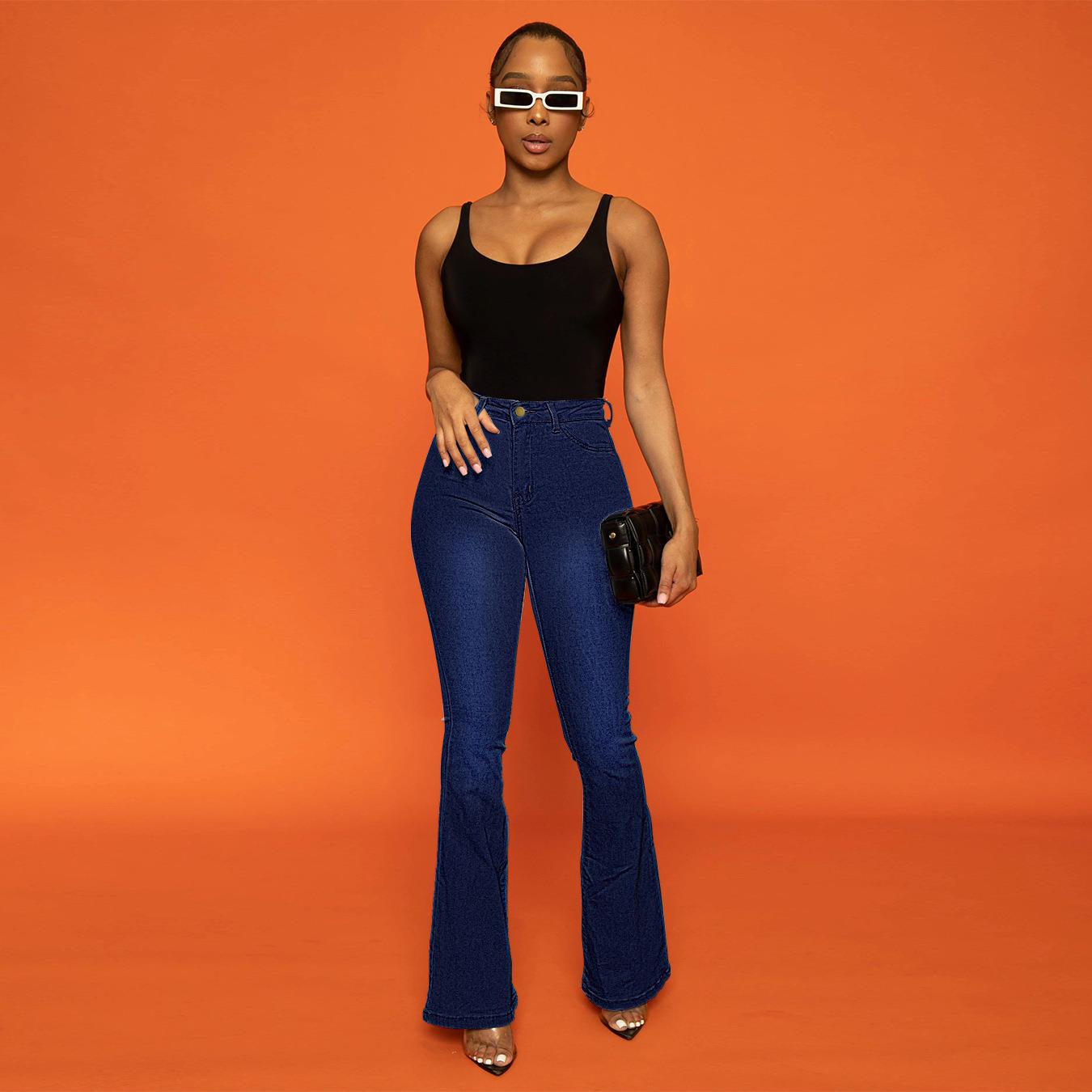 Women's slightly elastic high waist flared jeans
