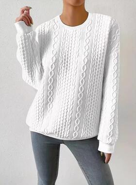 Loose round neck long sleeve sweatshirt womens tops