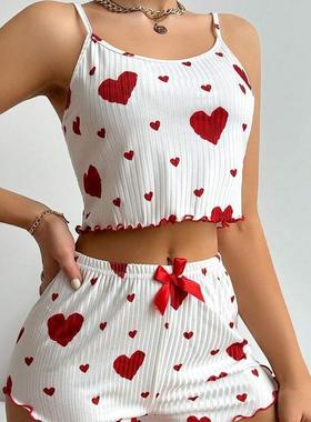 summer lovely women stripe print comfotable sleepwear with